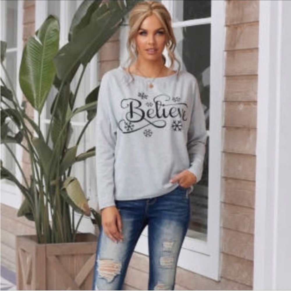 Boutique | Gray Inspirational Sweat Shirt